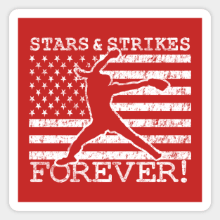 Stars and Strikes Forever Fastpitch Softball Pitcher Patriotic Girls Softball Pitching Magnet